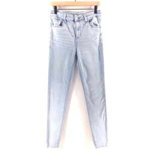 American Eagle Women Skinny Jeans Next Level Stretch 12 X-Long Light‎ Blue Denim